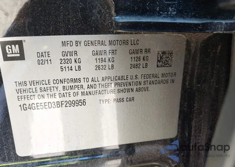 2011 Buick Lacrosse Cxs from USA, damaged, VIN 1G4GE5ED3BF299956